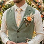 Creme- und Pfirsich-Blumenmuster Krawatte