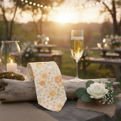 Creme- und Pfirsich-Blumenmuster Krawatte