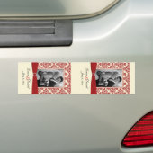 Creme und Red Damask Foto Template Weinetikett Autoaufkleber (Auf Auto)