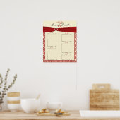 Creme und Red Damask Seekarte Poster (Küche)