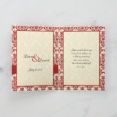 Creme und Red Damask Vielen Dank, dass Sie eine Ka Dankeskarte (Innenseite)