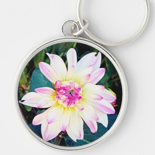 Creme und rosa Blume Schlüsselanhänger (Vorne)