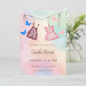 Creme und rosa Minimalistisches Geschlecht offenba Einladung (Stehend Vorderseite)