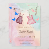 Creme und rosa Minimalistisches Geschlecht offenba Einladung (Vorne/Hinten)