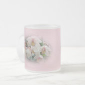 Creme und rosa Orchideen auf rosa Mattglastasse (Vorderseite Links)