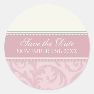 Creme und rosa Save the Date Umschlag Aufkleber
