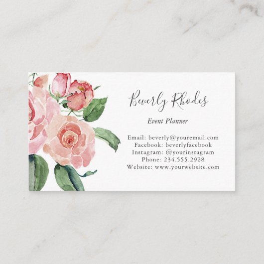 Creme und Rose Visitenkarte (Rückseite)