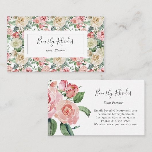 Creme und Rose Visitenkarte (Vorne/Hinten)