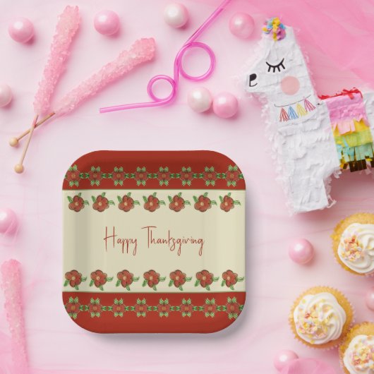 Creme und rostiger Orangenfall Pappteller (Party)