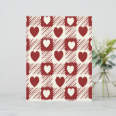 Creme und Rot Kariert mit Herzpapier (Stehend Vorderseite)