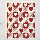 Creme und Rot Kariert mit Herzpapier (Vorne/Hinten)