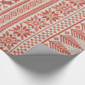 Creme und rote angemessene Insel-Strickstrickjacke Geschenkpapier (Ecke)