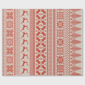 Creme und rote angemessene Insel-Strickstrickjacke Geschenkpapier (Flach)