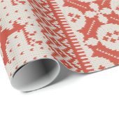 Creme und rote angemessene Insel-Strickstrickjacke Geschenkpapier (Rolleneckpunkt)