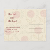 Creme und rote Blüten Save the Date Ankündigungspostkarte (Rückseite)