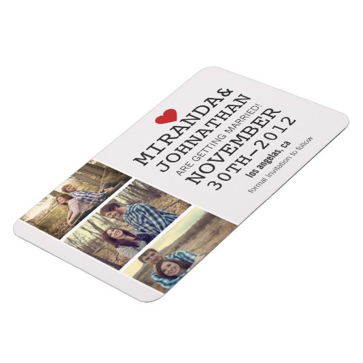 Creme und Rotes Foto Strip Speichern des Datumsfel Magnet (Linke Seite)