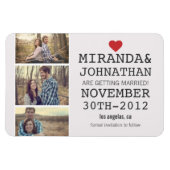 Creme und Rotes Foto Strip Speichern des Datumsfel Magnet (Horizontal)