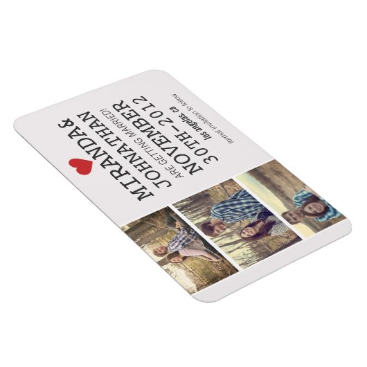 Creme und Rotes Foto Strip Speichern des Datumsfel Magnet (Rechte Seite)