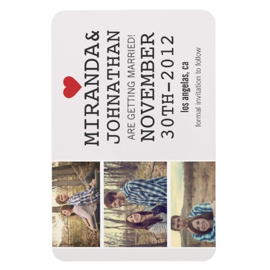 Creme und Rotes Foto Strip Speichern des Datumsfel Magnet (Vertikal)