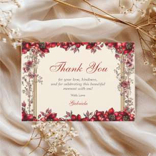 Creme- und Rotgoldene Tiara Floral Quinceañera Dankeskarte