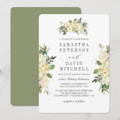 Creme und Sage | Botanische Chic Floral Wedding Einladung (Vorne/Hinten)