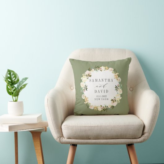 Creme und Sage | Hochzeitspersonalisierter Sake Kissen (Stuhl )