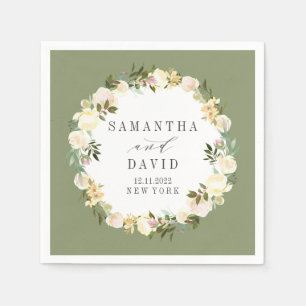 Creme und Sage Wedding personalisiert Serviette
