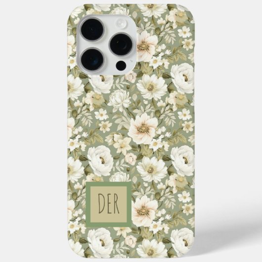 Creme- und Salbeigrüne botanische Gänseblümchen-Bl Case-Mate iPhone Hülle (Rückseite)