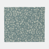 Creme- und Salbeigrünes botanisches Rebenmuster Fleecedecke (Vorderseite (Horizontal))