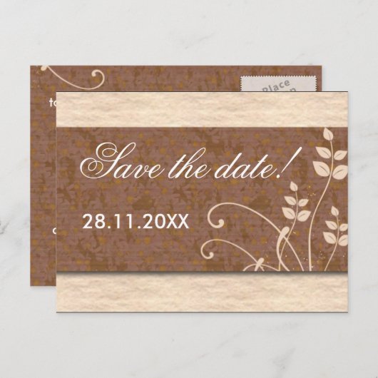 Creme und Schokolade Save the Date Postkarte (Vorne/Hinten)