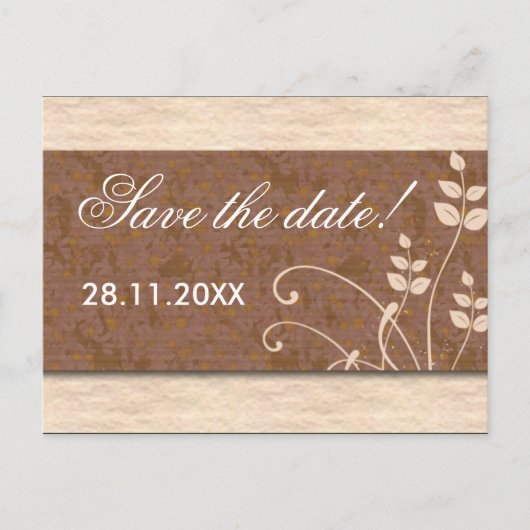 Creme und Schokolade Save the Date Postkarte (Vorderseite)