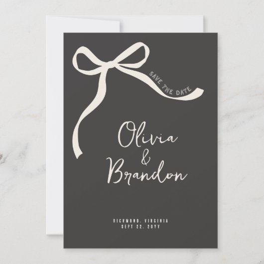 Creme und schwarzer, von der Hand gezogener Bug Save The Date (Vorderseite)