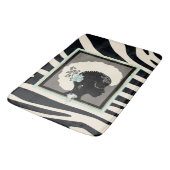 Creme und schwarzer Zebradruck Badematte (Schrägansicht)