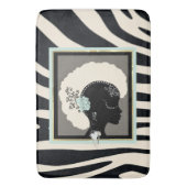 Creme und schwarzer Zebradruck Badematte (Vorderseite Vertikal)