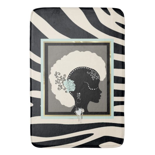 Creme und schwarzer Zebradruck Badematte (Vorderseite Vertikal)