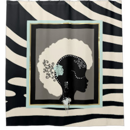 Creme und schwarzer Zebradruck Duschvorhang
