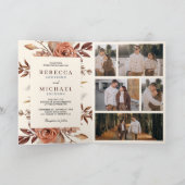 Creme und Terrakotta Blumen QR-Code Hochzeit Einladung (Innenseite)