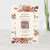 Creme und Terrakotta Blumen QR-Code Hochzeit Einladung (Rückseite)