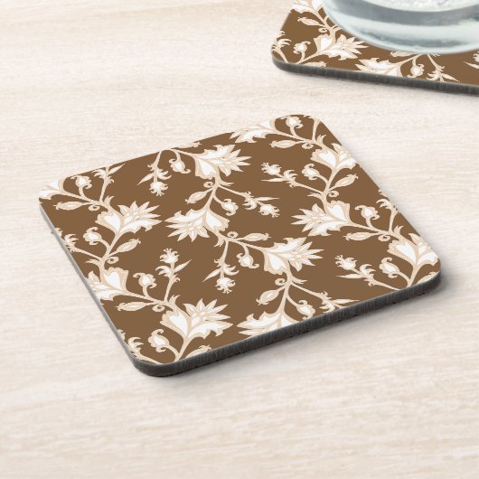 Creme und Viktorianisches Blumenmuster Getränkeuntersetzer (Linke Seite)