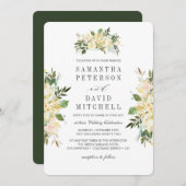 Creme und Waldgrün | Botanische Hochzeit Einladung (Vorne/Hinten)