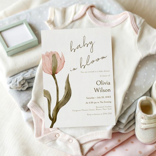 Creme und Wasserfarbe in Rosa Einladung