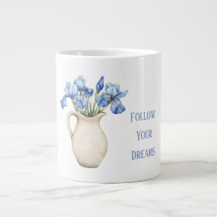 Creme-Vase Lila Iris-Blumen Jumbo-Tasse