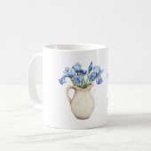 Creme-Vase Lila Iris-Blumen Kaffeetasse (Vorderseite Links)
