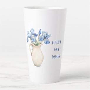 Creme-Vase Lila Iris-Blumen Milchtasse