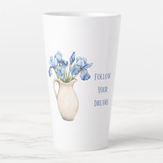 Creme-Vase Lila Iris-Blumen Milchtasse (Vorderseite)