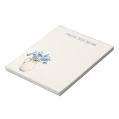 Creme-Vase Lila Iris-Blumen Notizblock (Rotiert)