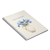 Creme-Vase Lila Iris-Blumen   Notizblock (Rechte Seite)