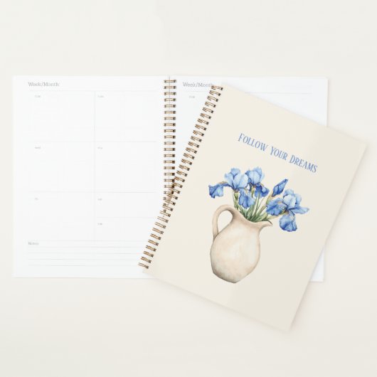 Creme-Vase Lila Iris-Blumen Planer (Anzeige)