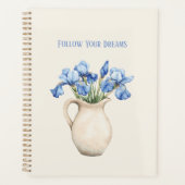 Creme-Vase Lila Iris-Blumen Planer (Vorderseite)