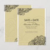 Creme Vintag Swirl Save the Date (Vorne/Hinten)